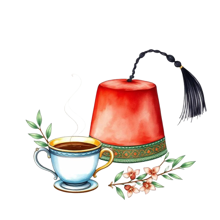 Tarboush and finjan ahwe illustration